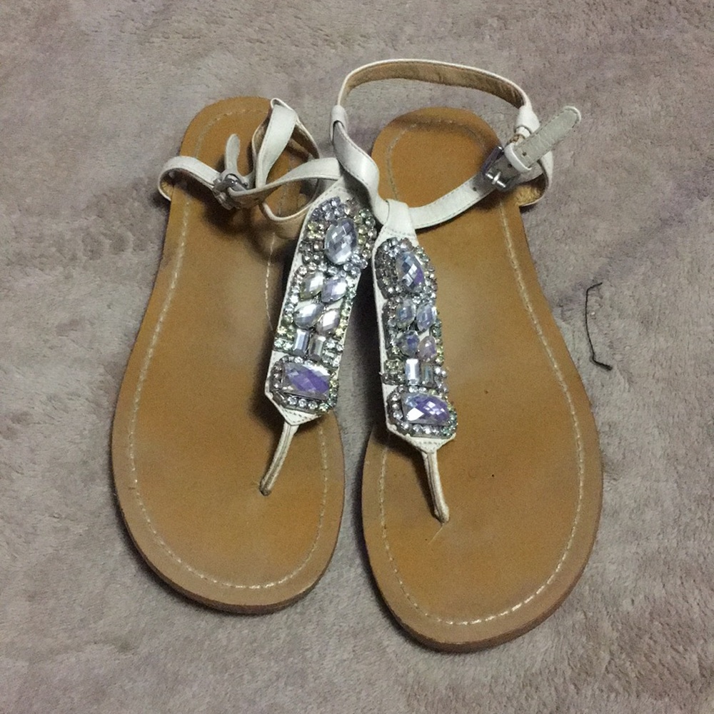 Cream & Silver Sandals